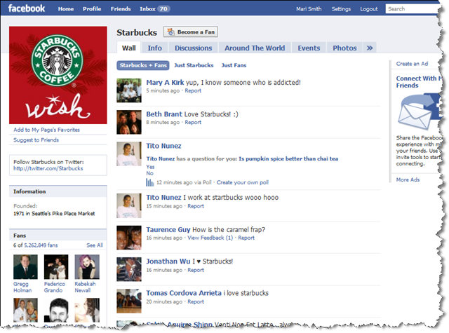 facebook'ta starbucks