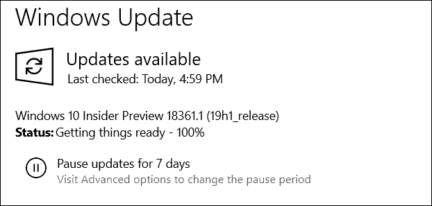Windows 10 19H1 Önizleme Derlemesi 18361