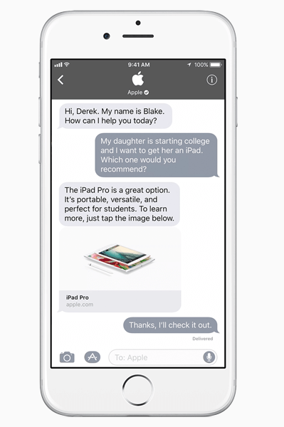 Apple, işletmelerin iMessage'daki müşterilerle bağlantı kurması için güçlü ve yeni bir yol olan Business Chat'i tanıttı.