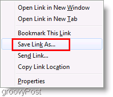 Ekran Görüntüsü: Save Link As