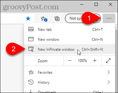 Edge'de Yeni InPrivate Penceresini Seçin