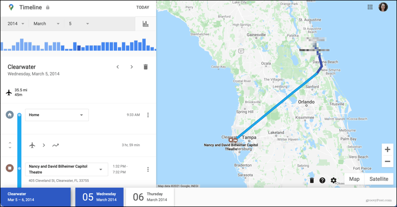 Google Haritalar Zaman Çizelgesi'nde gezi ayrıntıları