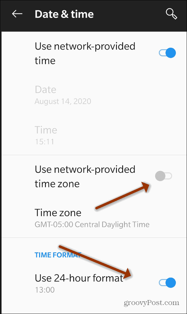 24 saatlik zaman dilimi android