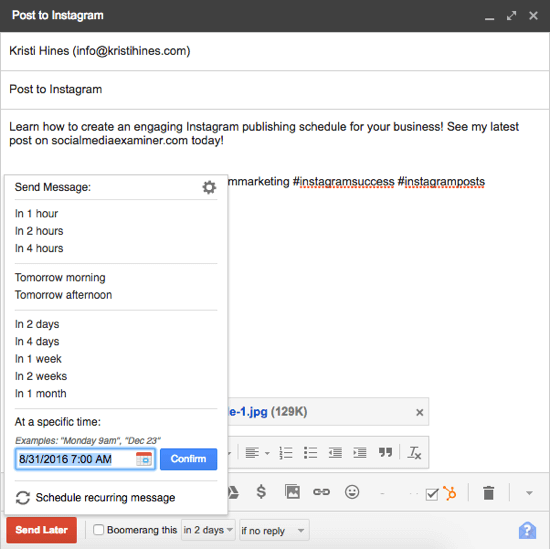 gmail hatırlatıcı için bumerang