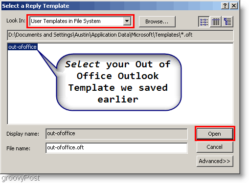 Outlook 2007 - Outlook kuralı oluşturma bir şablon seçme
