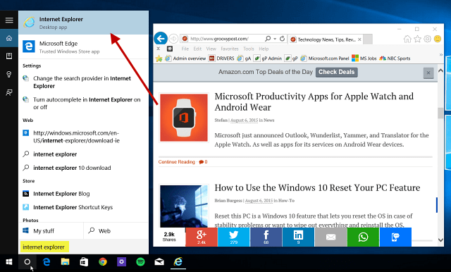 Windows 10 İpucu: Gerektiğinde Internet Explorer'ı Bulun ve Kullanın