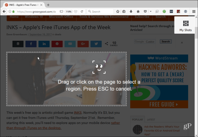 Firefox Ekran Görüntüsü Aracı