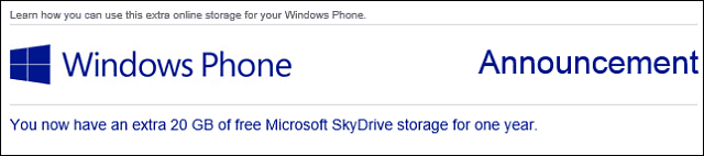 Windows Phone Kullanıcıları 20GB Ücretsiz SkyDrive Alanı Kazanın