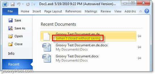 Office 2010'da yeni kaydedilmemiş bir belge aç