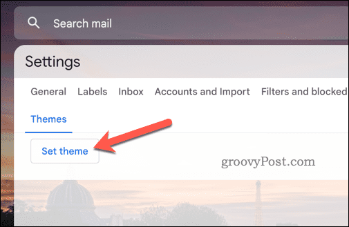 Gmail Temasını Ayarla düğmesi