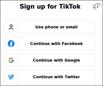 Web'de TikTok'a Kaydolun