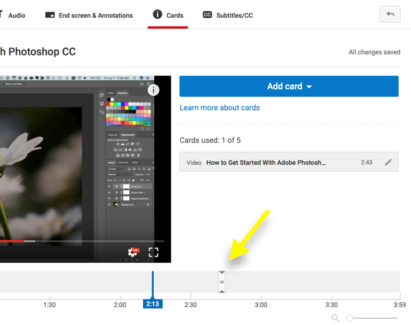 İşaretçiyi, kartın YouTube videonuzda görünmesini istediğiniz noktaya taşıyın.