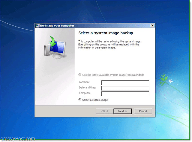 Sistem Görüntüsü Yedeği Kullanarak Windows 7'yi Geri Yükleme