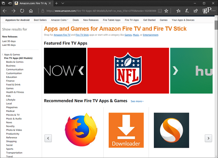 Apps Fire TV Amazon Sitesi