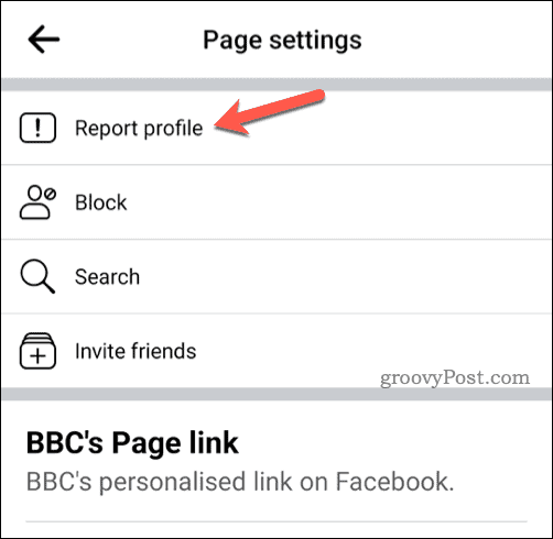 Facebook mobilde profili bildir düğmesi