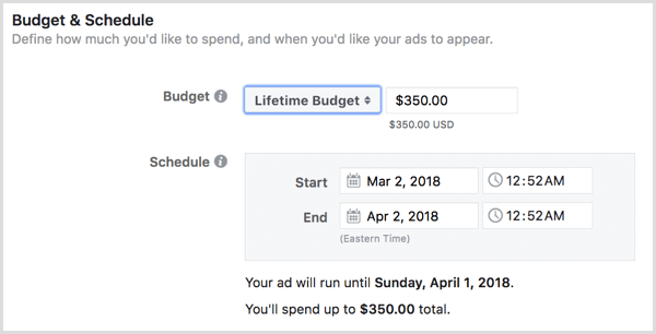 Reklamlarınız için bir ömür boyu bütçe seçin.