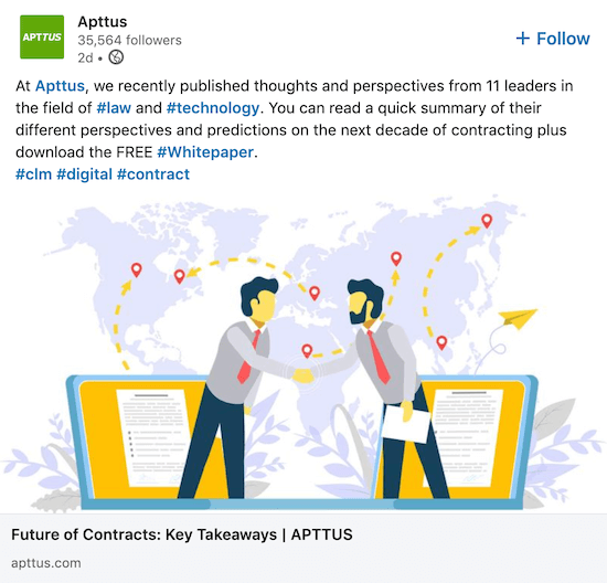 Apttus'tan LinkedIn şirket sayfası gönderisi markalı teknik incelemeyi paylaşıyor