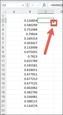 excel sürükleme tutamacı