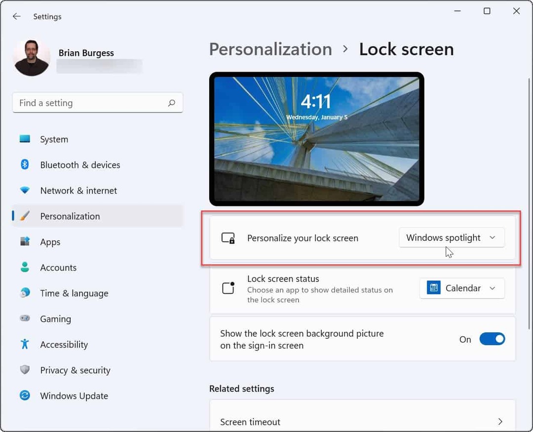 Kilit Ekranını Kişiselleştirin Windows 11