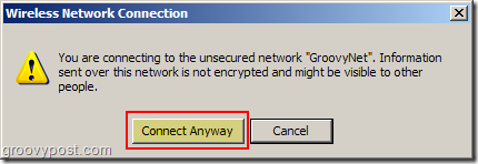Windows XP Kablosuz Ağ Bağlantısı güvenli olmayan ağ uyarısı:: groovyPost.com