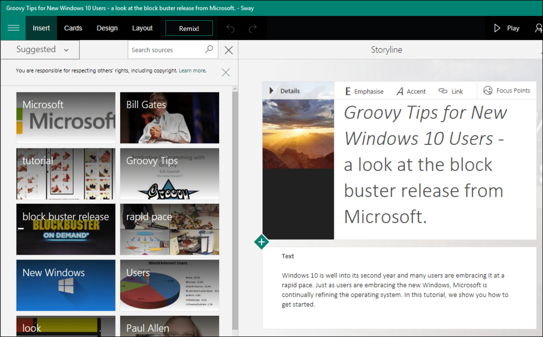 İlk Microsoft Sway Nasıl Oluşturulur