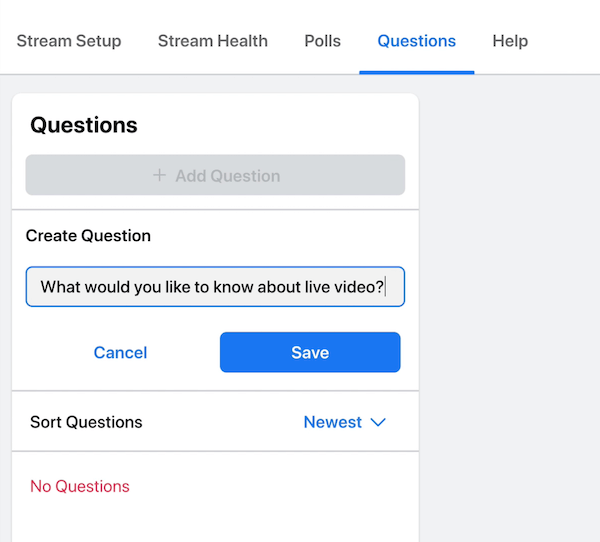 İzleyicilerinizin ve izleyicilerinizin yayınınız sırasında yanıt vermesi için bir soru göndermek için facebook canlı yayın seçeneği