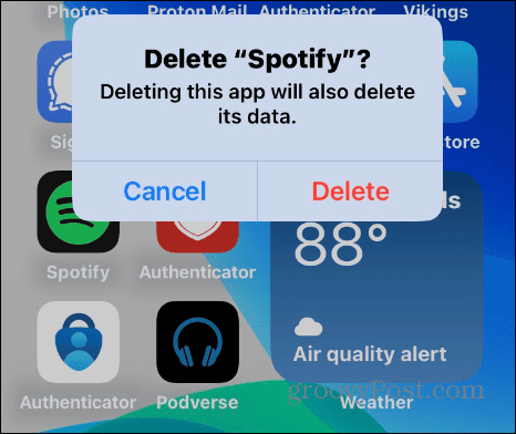 iPhone'da Spotify uygulamasını silin