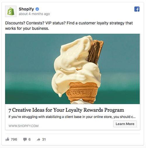 E-ticaret platformu Shopify'dan blog yayını reklamı.