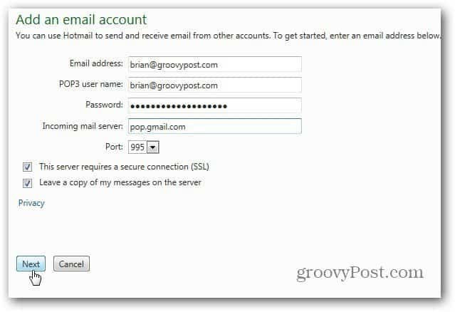 Outlook.com'a Gmail Ekleme