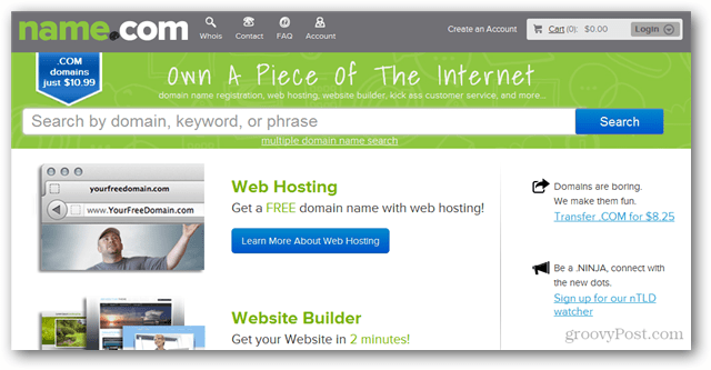 name.com alan adı kaydı ve web sitesi barındırma hizmeti sunuyor