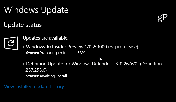 Windows 10 Önizleme Derlemesi 17035