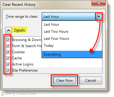 Firefox 4 geçmişi temizle her şey tüm ayrıntılar