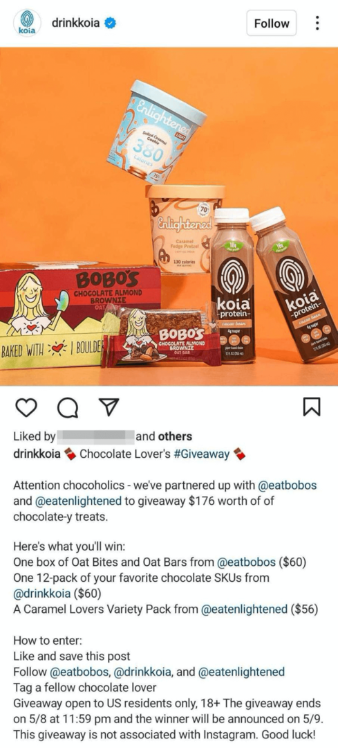 Ortak markalı eşantiyonlu Instagram işletme gönderisinin resmi