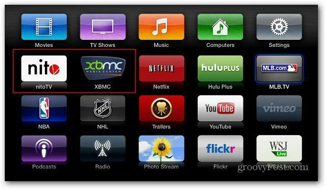 XBMC Nitro simgeleri Apple TV