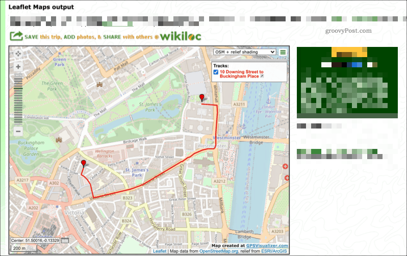 GPS Görselleştirici hizmeti kullanılarak oluşturulmuş örnek bir harita