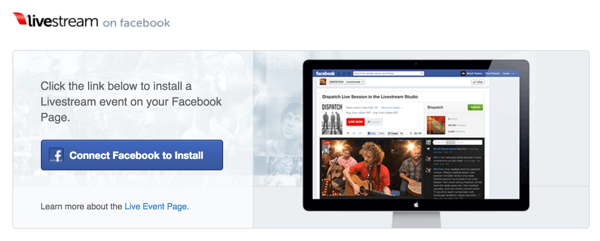 Livestream'i Facebook sayfanıza yüklemek için Yüklemek için Facebook'a Bağlan düğmesine tıklayın.