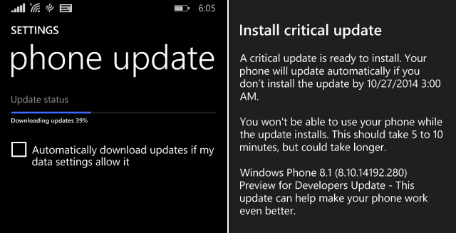 Geliştiriciler için Önizleme Programında Windows Phone 8.1 Kritik Güncelleme Yayında