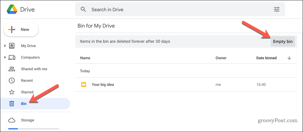 Boş Google Drive kutusu