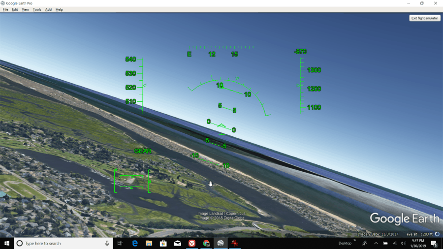 google earth uçuş simülatörü
