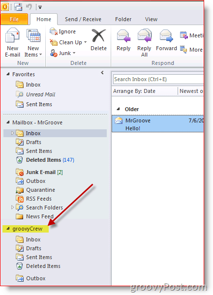 Outlook 2010 Ekran Görüntüsü ek posta kutusu ekleme
