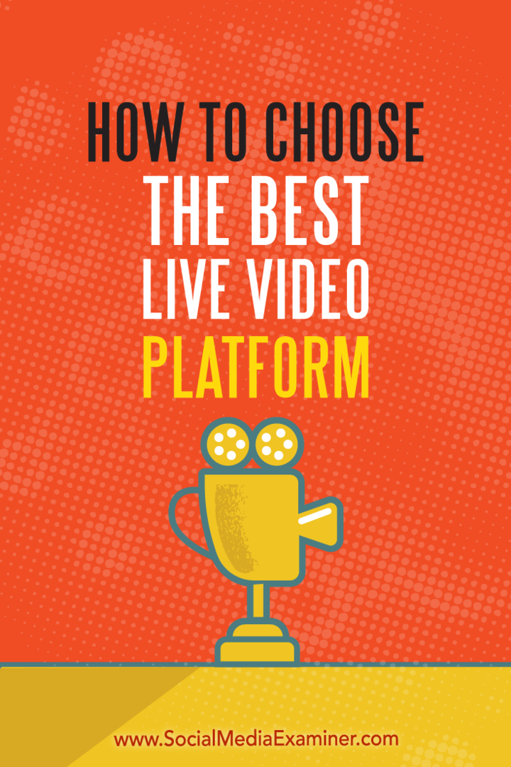 Joel Comm tarafından Sosyal Medya Examiner'da En İyi Canlı Video Platformu Nasıl Seçilir.