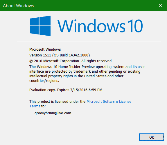 Windows 10 Önizleme 14342