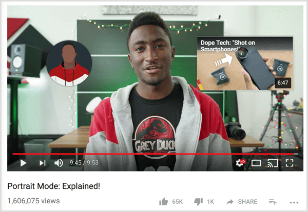 Video bağlantılı YouTube bitiş ekranı