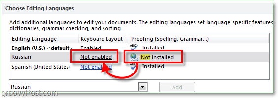 Office 2010'da cevher dilleri için yazım denetimi ve klavye düzenlerini etkinleştir