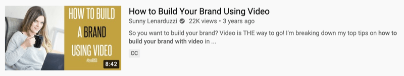 @sunnylenarduzzi'den 'videoyla markanızı nasıl inşa edeceğinize dair' son 3 yılda 22 bin görüntülemeyi gösteren youtube video örneği