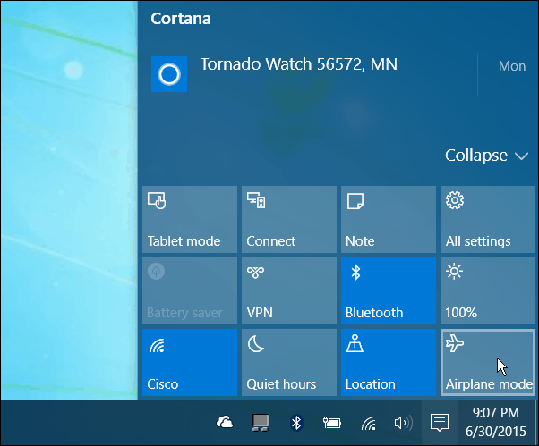 Eylem Merkezi Windows 10