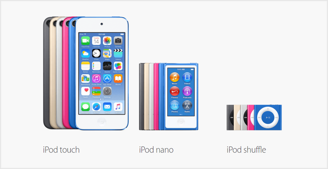 Apple'ın izniyle ( http://www.apple.com/ipod/compare-ipod-models/)