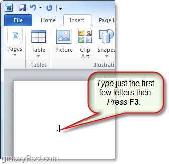 kelimeye veya görünüme otomatik metin eklemek için f3 tuşunu kullanın