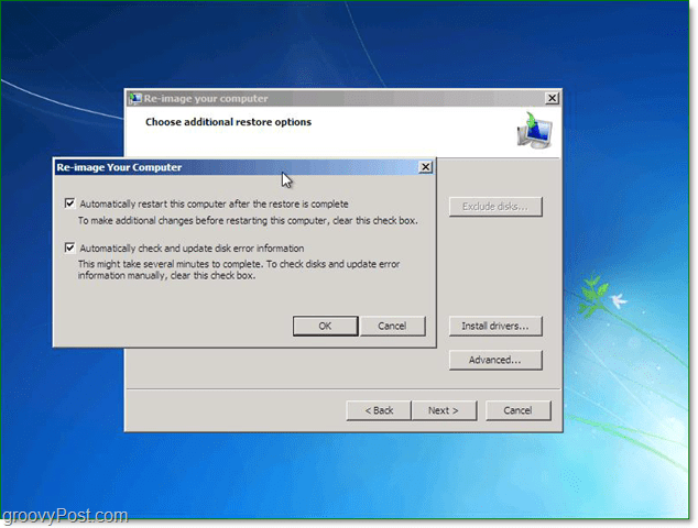 Windows 7 sistem görüntüsü geri yüklemenizi özelleştirmek için gelişmiş seçenekleri kullanın