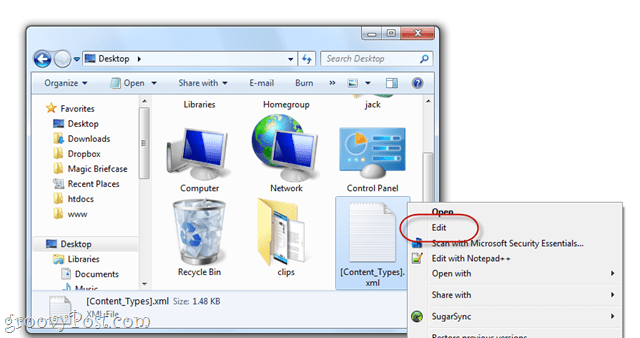 Windows 7'de docx dosyalarını düzenleme
